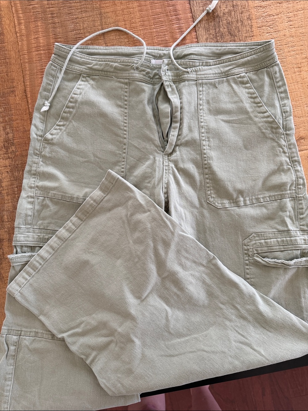 Carly Jean Los Angeles Wide Leg Cargo Pants - Sage Green